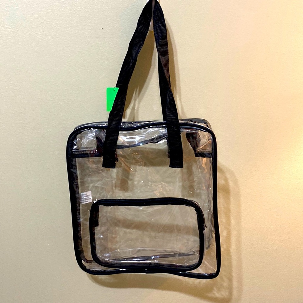 Clear zip top tote with front zip pouch